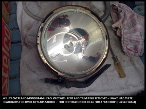 Willys Overland Monogram Headlight - lens removed